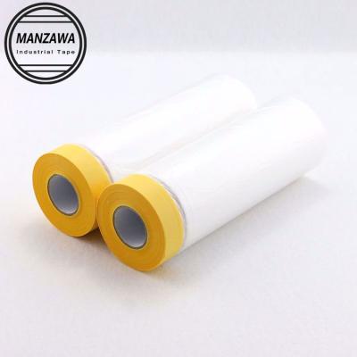 China Auto Paint Washi Protective Pre-Taped Masking Film 1100mm Yellow Moisture Proof for sale