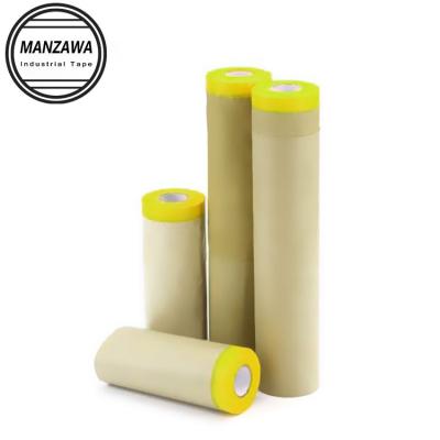 China 0.45m x 20m Kraft Paper Waterproof Masking Film Pre-taped Paper Tape Auto Paint Protective Masking for sale