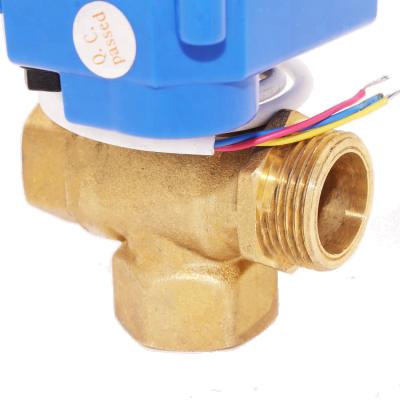 China Water system factory wholesale 3/4 inch dn20 9v 24v 12v 5v dc brass 3 way electric diverter valve for sale