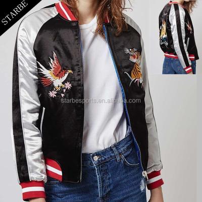 China Japan Style Satin Embroidery Breathable Bomber Jacket for sale