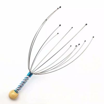 China Health Care Massage Head Scratcher Steel Wire Head Head Massager with Wooden Handle for Home Spa Relief and Relaxation for sale