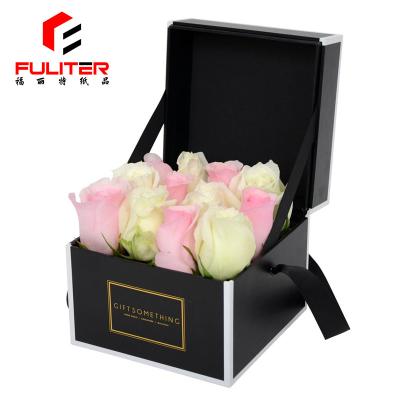 Chine Boîte noire unique et luxueuse de fleur/adapté aux besoins du client frais-gardant le carton d'expédition rose à vendre