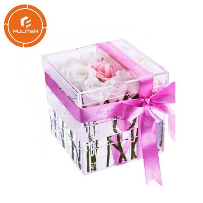 China Large acrylic transparent Pvc window wedding bouquet gift box for sale