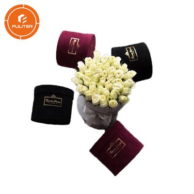 China Unique Circular Velvet Flower Packaging Boxes / Cardboard Gift Boxes for sale