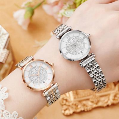 China Custom Logo Brand Stainless Steel Watches Luxury Full Calendar Hot Selling Hand Quartz Wristwatches Women Women Watch T8821 for sale