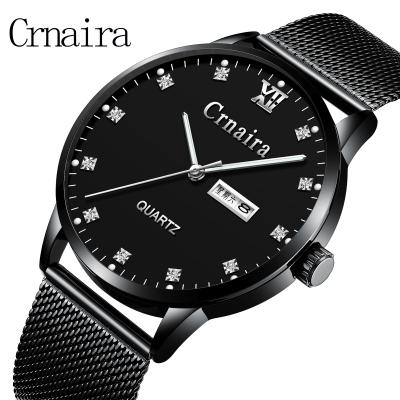 China Hot Selling Luxury Top Quality Quartz Stainless Steel Men Brand Watch Auto Date Relojes Back Wristwatches With CRNAIRA High Quality C039 for sale