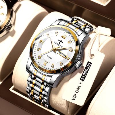 China Automatic Date Wristwatches Relojes Stainless Steel Quartz Men Gift Watches Gold and Silver Made in China Hot Selling Original TRSOYE TRS838 for sale