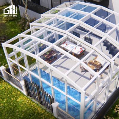 China Modern Swimming Pool Cover Diy Polycarbonate Swimming Pool Enclosures With Waterproof Roofing for sale