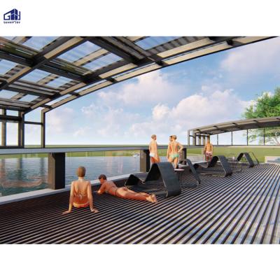 China Sunnyjoy Polycarbonate Sunroom Modern Outdoor Garden Design Electric Solarium for sale