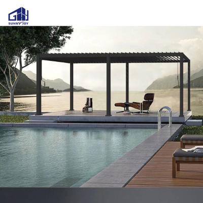 China Sunnyjoy Retractable Aluminum Gazebo Motorized Pergola Roof System Easily Assembled for sale