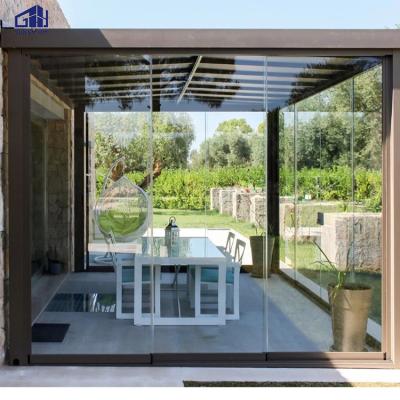 China Aluminum Waterproof Outdoor Bioclimatic Garden Tent Canopy Easily Assembled Outdoor Canopy Pergola With Motorized Roof for sale