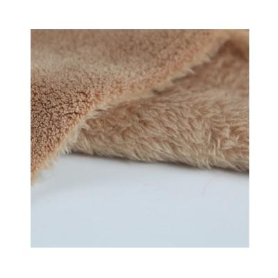 China Breathable Cheap New Product Single Double Sided Light Brown Warp Knitted Coral Polyester Fleece Fabric for sale