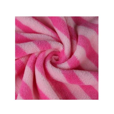 China Freebie Price Breathable Double Sided Flannel Printed Fabric Striped Warp Knitted Polyester Coral Fleece for sale