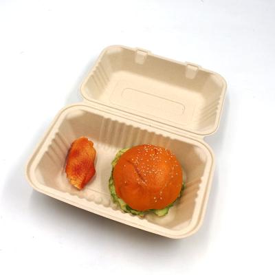 China Compostable Take Out Food Containers Natural Disposable Bagasse Lunch Box for sale