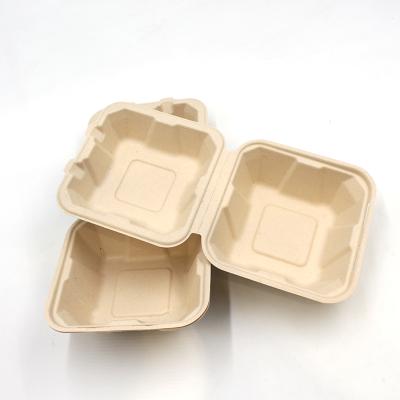 China Eco disposable sugarcane bagasse lunch box container for fast food using for sale