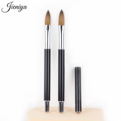 China Acrylic Nail Art Brush Size #2-#24 100%Pure Kolinsky Brush Metal Nail Art Brush High Quality Black Sable Sand Kolinsky Handle for sale