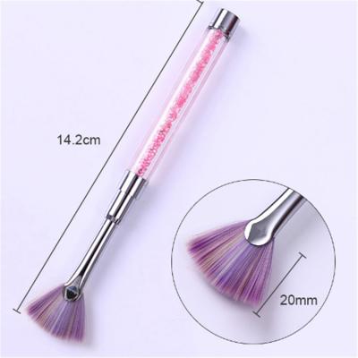 China Jieniya NAIL Metal High Quality Pink Handle Crystal Design UV Gel Painting Nail Fan Brush For Applying Glitters for sale