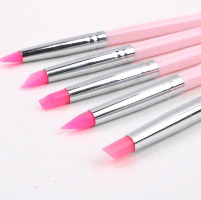 China Easy Apply Jieniya 5pcs Handle Silica Nail Dottiong Pen BRUSH Gel Plastic Gel Brush Set for sale