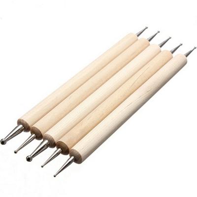 China Easy Apply Wooden Nail Art Brush 5pcs Jieniya Handle Nail Art Dotting Pen Acrylic Dotting Tools for sale