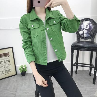 China DS016 Viable Outdoor Jackets And Coats For Women Autumn Candy Color Casual Short Denim Jacket for sale