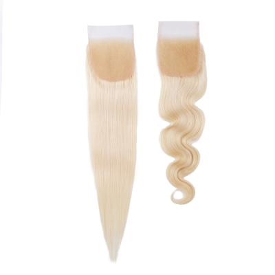 China 613 Blonde Soft Straight Body Remy Wig Barely Shedding Soft Thick Straight Hair Piece 4*4 Lace Hair Color Hair Wigs for sale