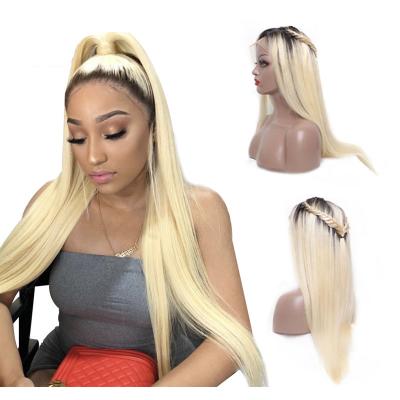 China 1B/613# Soft Straight Hair Thick Shedding Straight Wigs Front Full Lace Human Hair Wig Headpiece for sale