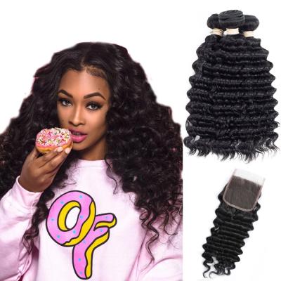 China HW009 Deep Wave 100% Deep Wave Virgin Human Hair Bundles With Frontal Lace Hair Wig Weft for sale