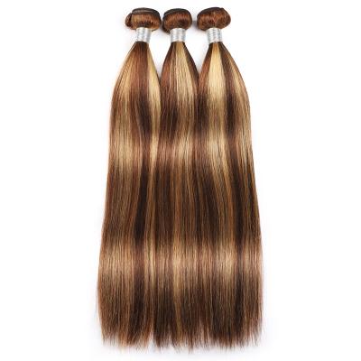 China HW033 Silky Straight Wave Brazilian Ombre Hair Bundles Bone Straight Hair Bundles P4/27 Brown With Highlight Color Remy Hair Weave Bundles for sale