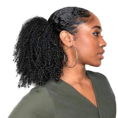 China Afro Curly Curl Barely Shedding Soft Smooth Thick Ponytail 4B-4C Ponly Hair Bundled Ponytail Tail for sale