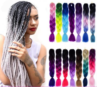 China All Color Dyed 24inch 100g Soild Big Jumbo Dirty Synthetic Hair Braid Braiding Hair Extensions for sale