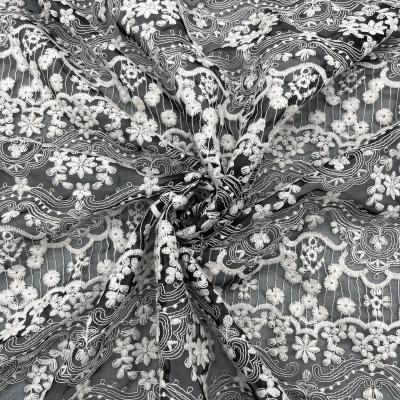 China New Design 100% Polyester Black Water Soluble Wedding Embroidery Lace Fabric for sale