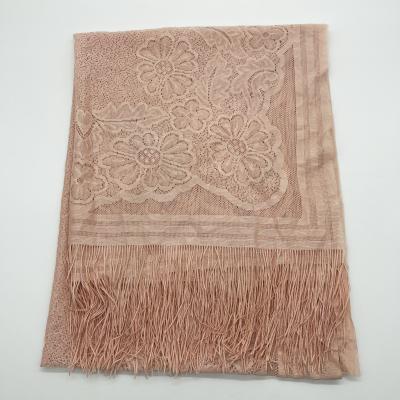 China 2021 New Women Sustainable Hot-selling Muslim Cotton Lace Long Scarf Lace Hijab for sale