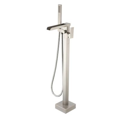 China Without Sliding Bar Brass Freestanding Bathtub Faucet Brushed Nickel Single Handle Bathtub Shower Faucet for sale