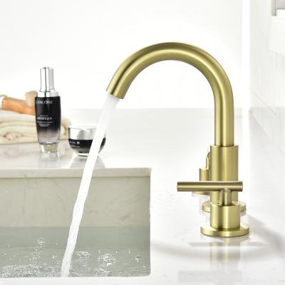 China Hot Metered Faucets and Cold Mixers Bathroom Sink Faucet 2 Handle 3 Holes Basin Faucet for Bathroom for sale