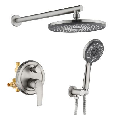 China Without Sliding Bar Concealed Bath Mixer Shower Set Brushed Nickel Wall Mounted Rainfall Shower Home Bathroom Shower Set for sale