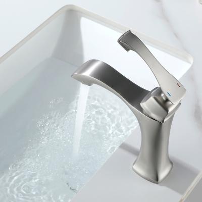 China Brass Metered Single Handle Bathroom Faucet Water Tap Hot Cold Basin Faucets for Basin Sink for sale