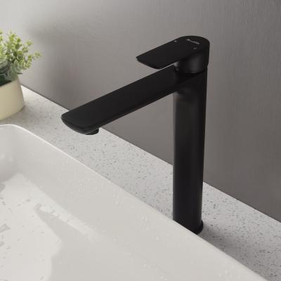 China Shamanda Black Metered Brass Bathroom Faucets Hot and Cold Water Mixer Sink Faucet Single Hole Bathroom Faucet for sale