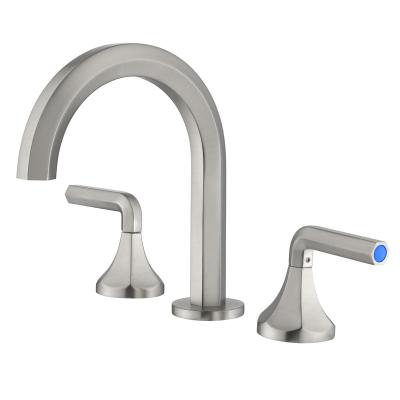 China Metered Faucets 3 Holes Basin Faucet Brushed Nickel Finish 8 Inch Brass Water Faucet Sink Faucets For Bathroom for sale