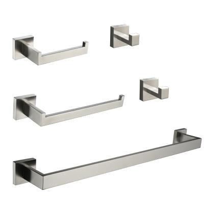 China Modern Brushed Nickel 304 Stainless Steel Towel Rack Bathroom Hardware Accessories Set Wall Mounted Bathroom Fittings for sale