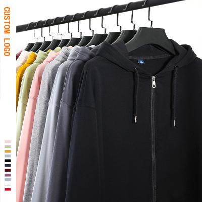 China Premium Custom Anti-Shrink Zip Up French Terry Hoodie Men's And Women's Unisex Oversized Hoodies 100% Cotton for sale