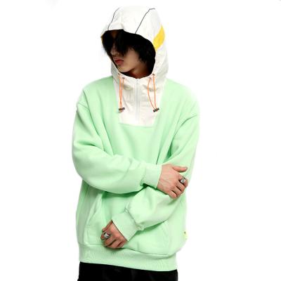 China Anti-pilling New Custom Contrast Quilting Half Zipper Backing Loose Collar Hoodies Men's Pullover Casual Hoodie For Men for sale