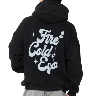 China Winter 500Gsm Terry Hoodies For Men Custom Heavyweight Oversized 100% Cotton Anti-Shrink French Terry Hoodies Black for sale