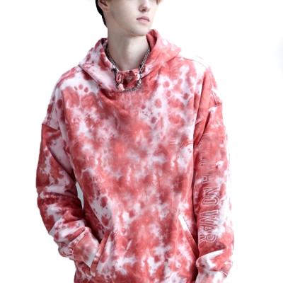 China High Quality Anti-wrinkle Custom Design Fashion Hooded Tie Dyed Drawstring Hoodies For Man Print Embroidery Sweatshirt for sale