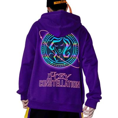 China Streetwear Anti Shrink Fashion Apparel Quality Reflective Cotton Oversized Mens Hoodies Customized Logo Printing Hooded Pullover for sale