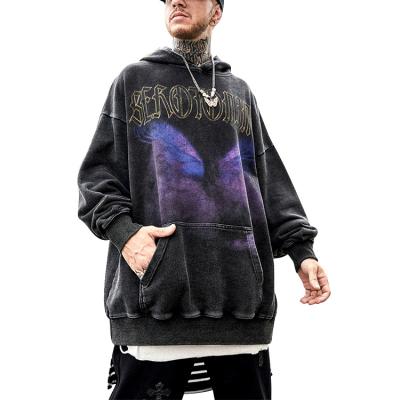 China Anti-pilling Logo Printed Vintage Hoodies Custom Made For Men's Acid Plain Men's Cotton Oversized Hoodies Wash Hoodie for sale