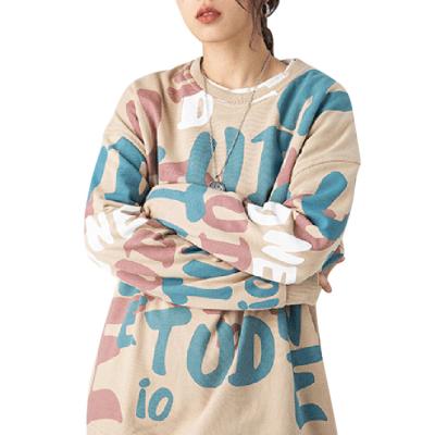 China Anti-pilling custom letter all over print sweatshirts for mens high street loose casual all over print mens sweatshirt for sale