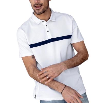 China 2022 Summer New Men's Golf White Pique Polo Shirt Custom Logo Blank Anti-wrinkle Cotton Polo Shirts Men for sale