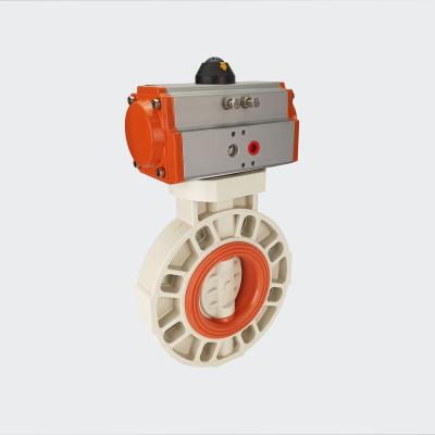 China ISO 5211 General Platform Double Flanged Ebro Plastic Butterfly Valve With Actuator for sale