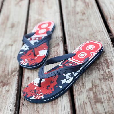 China 2021 Breathable Men's Slippers Non-slip Beach Flip Flop Custom Football Flip Flops For Men Printing for sale