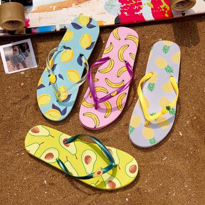 China Fashion Women Shoes Summer Beach Breathable Latest Outdoor Causal Fruit Printed Flip Flops for sale